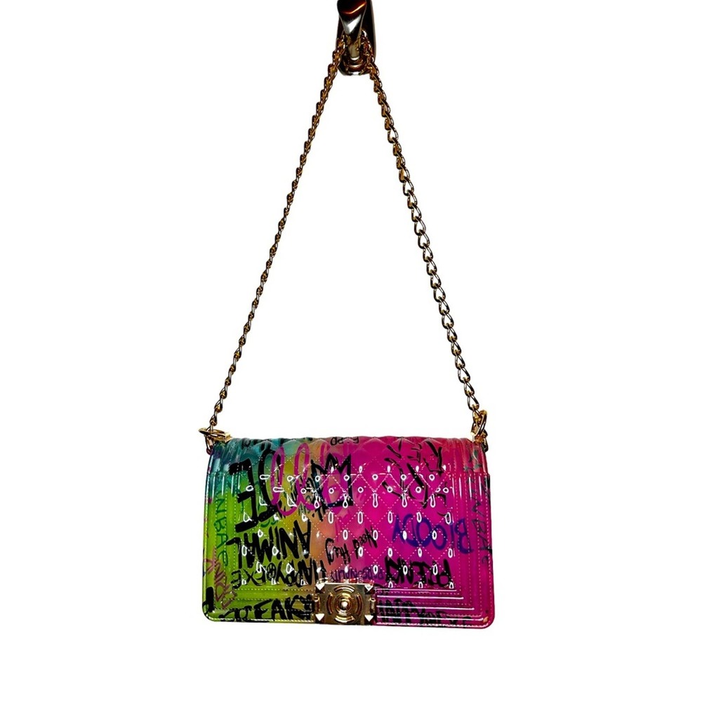 Caleesa Rainbow Jelly Graffiti Handbag